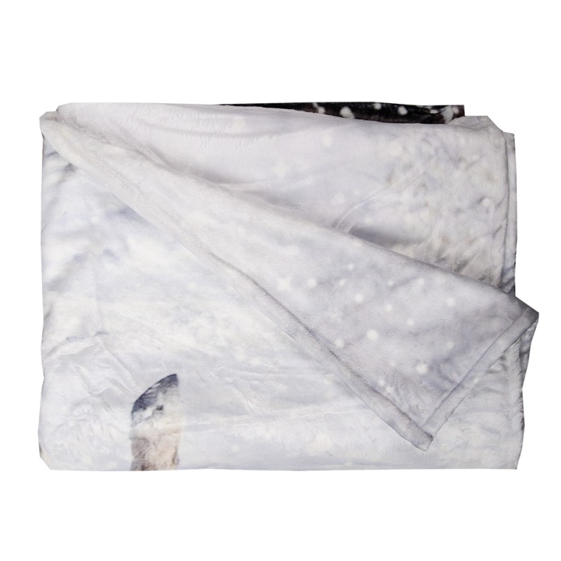Clayre & Eef Couverture 130x170 cm Marron Bleu Polyester Rectangle Chevaux