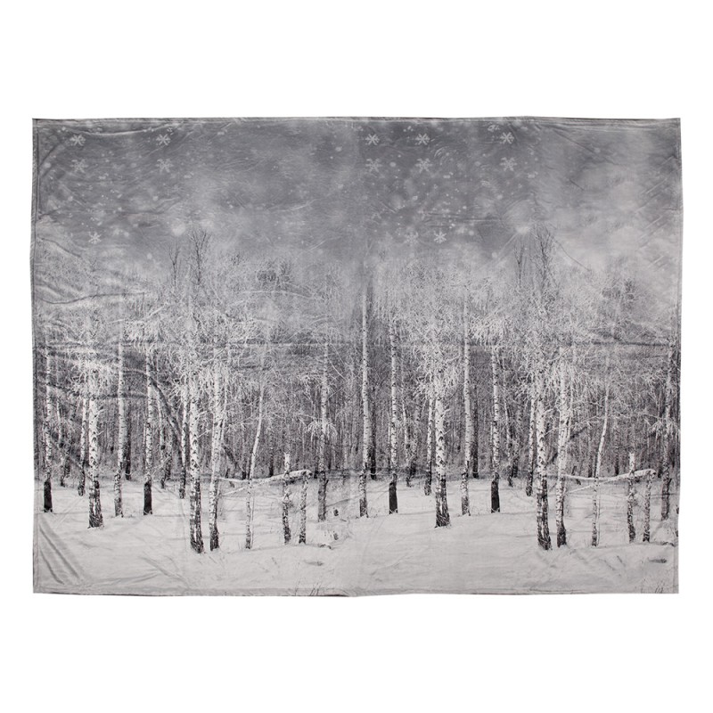 Clayre & Eef Throw Blanket 130x170 cm Grey Polyester Tree