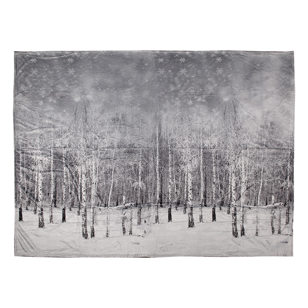 Clayre&Eef Plaid 130x170 cm Grijs Polyester Boom afbeelding