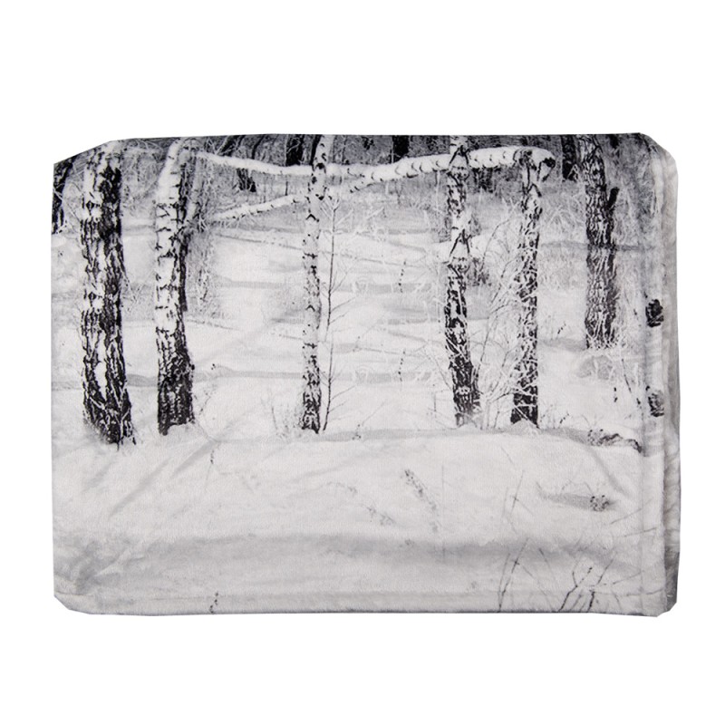 Clayre & Eef Throw Blanket 130x170 cm Grey Polyester Tree