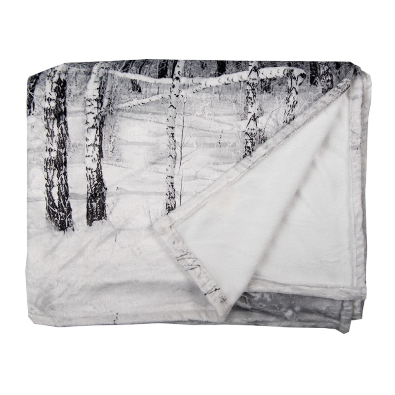 Clayre & Eef Throw Blanket 130x170 cm Grey Polyester Tree
