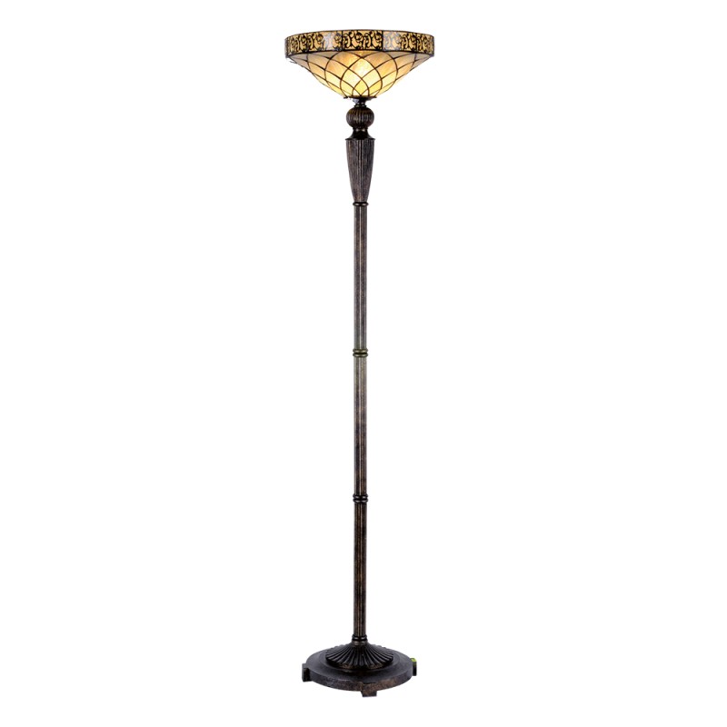 LumiLamp Floor Lamp Tiffany Ø 41x179 cm Brown Beige Glass Triangle