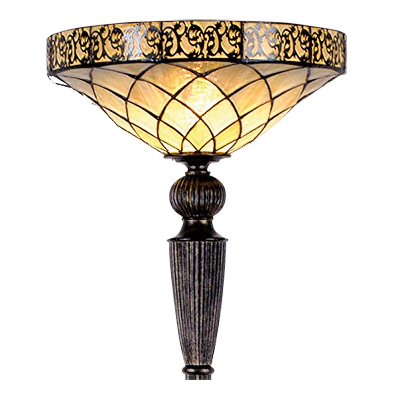 LumiLamp Lampada da terra Tiffany Ø 41x179 cm Marrone Beige Vetro Triangolo