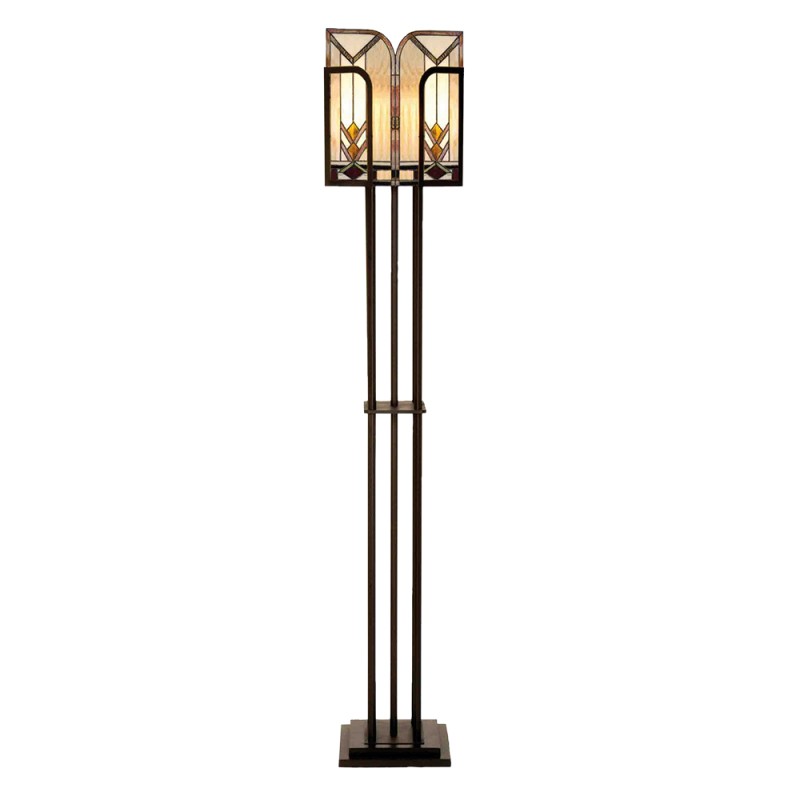 LumiLamp Lampada da terra Tiffany 35x182 cm  Beige Marrone  Vetro Rettangolo