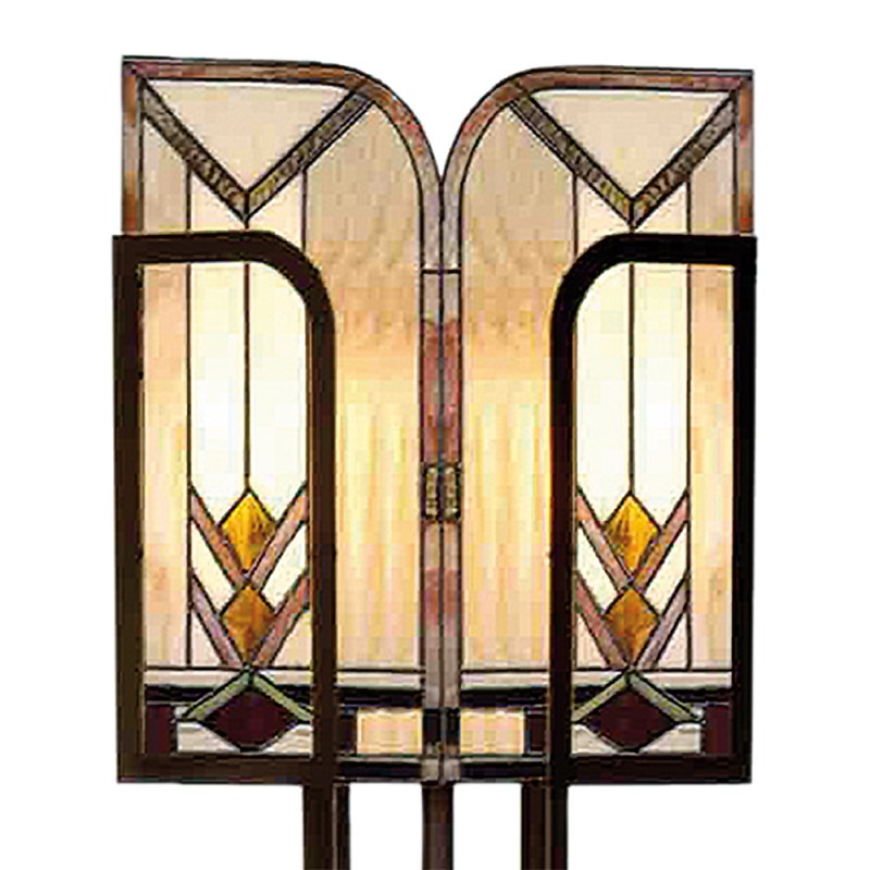 LumiLamp Tiffany Stehlampe 35x182 cm  Beige Braun Glas Rechteck