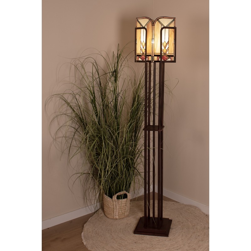 LumiLamp Floor Lamp Tiffany 35x182 cm  Beige Brown Glass Rectangle