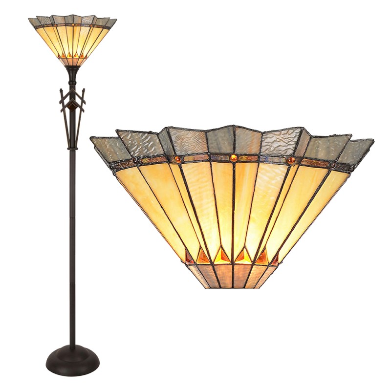 LumiLamp Lampada da terra Tiffany Ø 45x182 cm  Giallo Marrone  Vetro