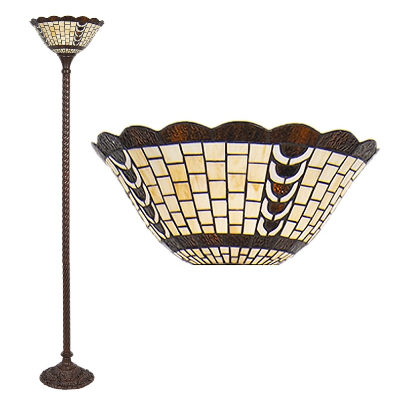 LumiLamp Floor Lamp Tiffany Ø 38x186 cm  Beige Brown Glass Plastic Rectangle