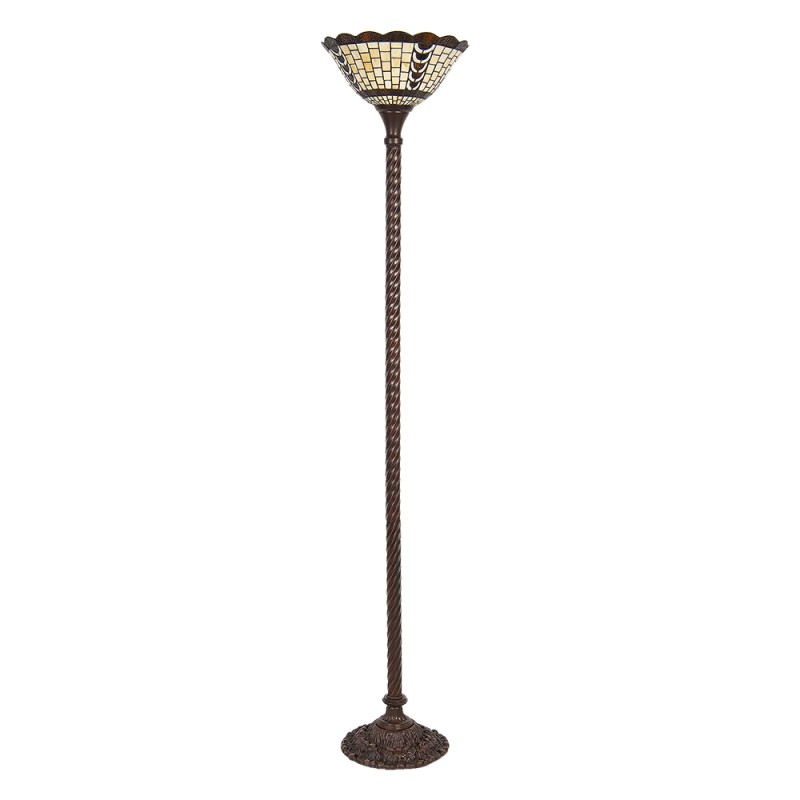 LumiLamp Lampada da terra Tiffany Ø 38x186 cm  Beige Marrone  Vetro Plastica Rettangolo