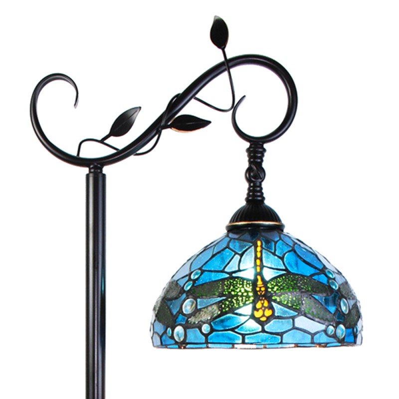 LumiLamp Lampada da terra Tiffany 152 cm Blu Marrone  Plastica Vetro Rotondo