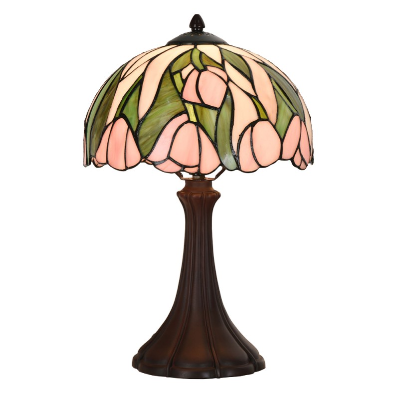 LumiLamp Lampe de table Tiffany Ø 25x40 cm Rose Verre