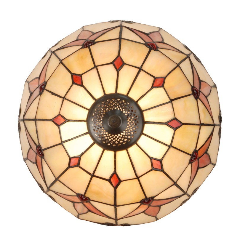 LumiLamp Lampe de table Tiffany Ø 35x53 cm Beige Verre