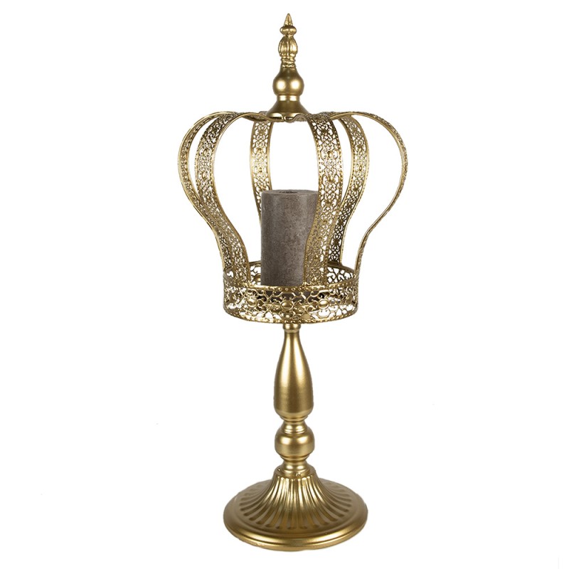 Clayre & Eef Candle holder Crown Ø 26x57 cm Gold colored Iron