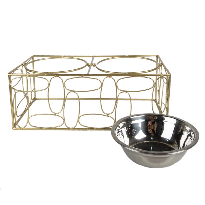Clayre & Eef Dog Bowl 2x500 ml Gold colored Iron