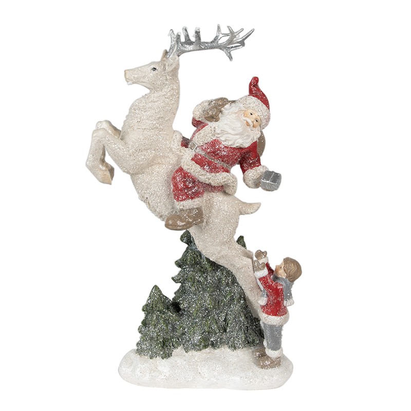 Clayre & Eef Statuetta Babbo Natale  33 cm Rosso Bianco  Poliresina