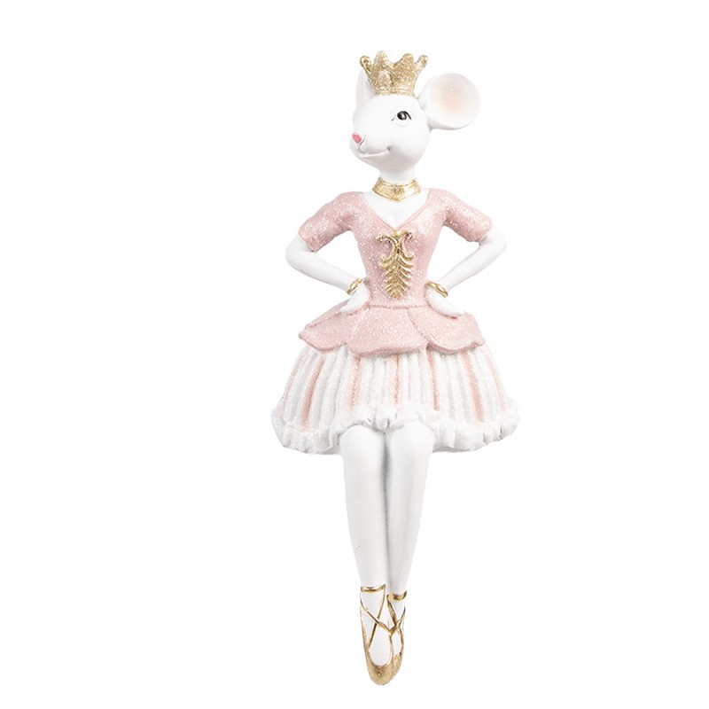 Clayre & Eef Figurine Mouse 19 cm Pink Polyresin