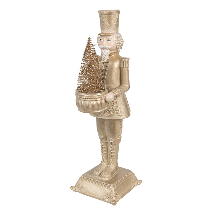 Clayre & Eef Christmas Decoration with LED Lighting Nutcracker 32 cm Gold colored Polyresin