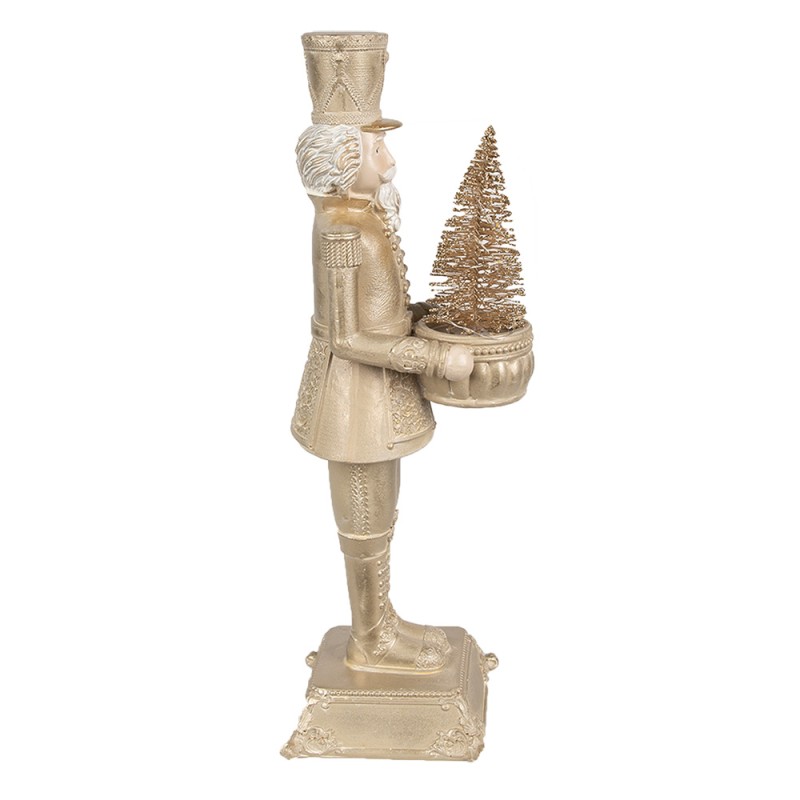 Clayre & Eef Christmas Decoration with LED Lighting Nutcracker 32 cm Gold colored Polyresin
