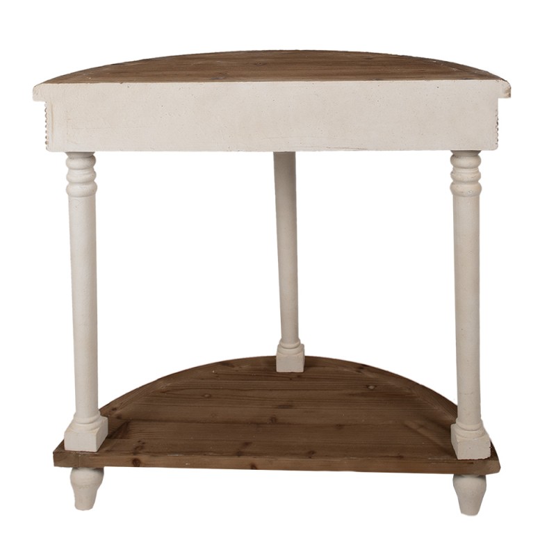 Clayre & Eef Side Table 83x40x87 cm Beige Brown Wood Semicircle