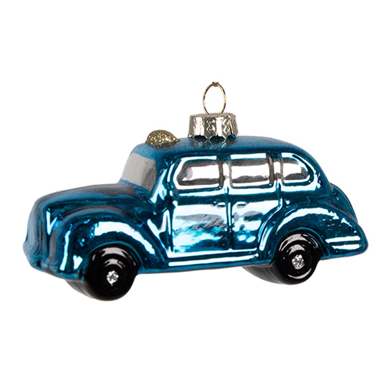 Clayre & Eef Christmas Ornament Car 5 cm Blue Glass