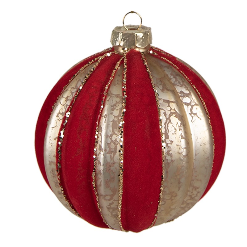 Clayre & Eef Christmas Bauble Ø 10 cm Gold colored Red Glass