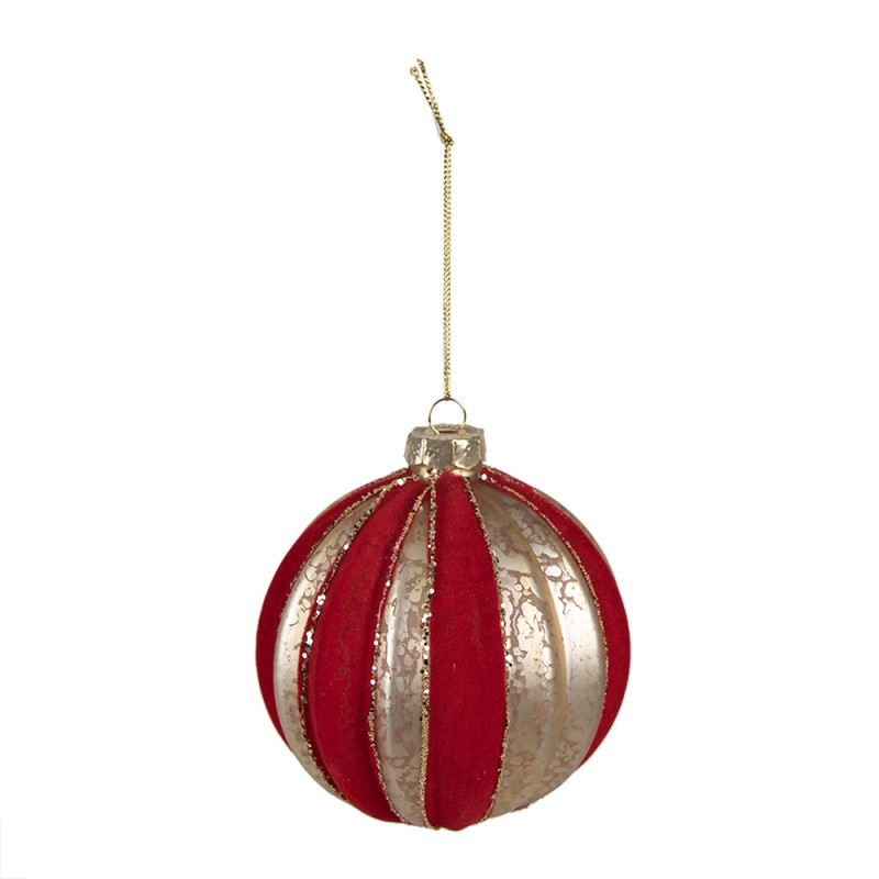 Clayre & Eef Christmas Bauble Ø 10 cm Gold colored Red Glass