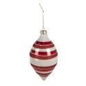 Clayre & Eef Christmas Bauble Ø 8x15 cm Red White Glass