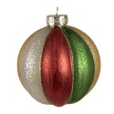 Clayre & Eef Christmas Bauble Ø 10 cm Red Green Glass