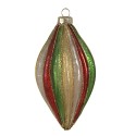 Clayre & Eef Christmas Bauble Ø 7 x13 cm Red Green Glass