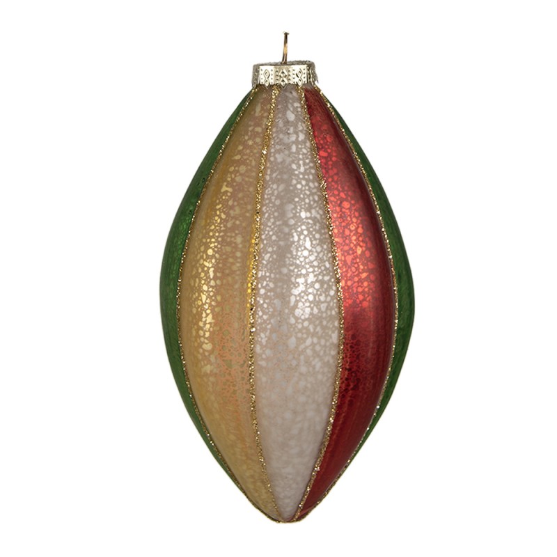 Clayre & Eef Christmas Bauble Ø 8x15 cm Red Green Glass