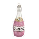 Clayre & Eef Ornamento Natalizio Bottiglia 14 cm Rosa Vetro