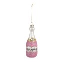 Clayre & Eef Weihnachtsanhänger Flasche 14 cm Rosa Glas