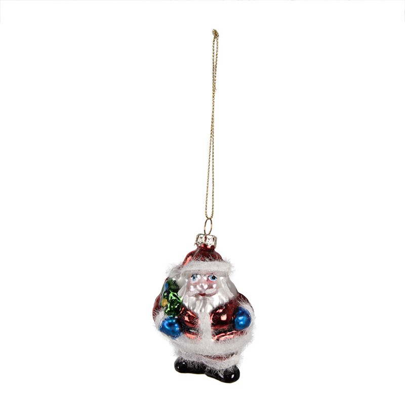 Clayre & Eef Christmas Ornament Santa Claus 8 cm Red Glass