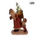 Clayre & Eef Décoration de Noël avec éclairage LED Père Noël 27 cm Rouge Polyrésine