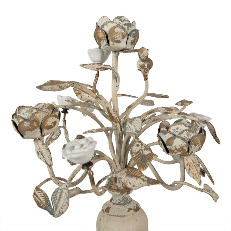 Clayre & Eef Candle holder 48 cm Beige Iron Flowers