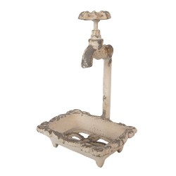 Clayre & Eef Spazzolino per WC con supporto Ø 12x26 cm Bianco