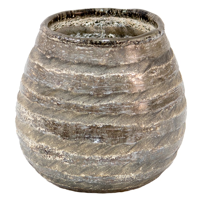 Clayre & Eef Tealight Holder Ø 10x10 cm Grey Glass Round