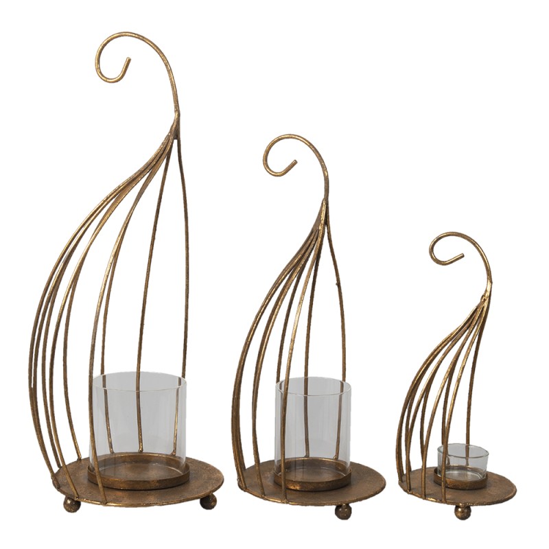 Clayre & Eef Wind Light Set of 3 Copper colored Metal Round