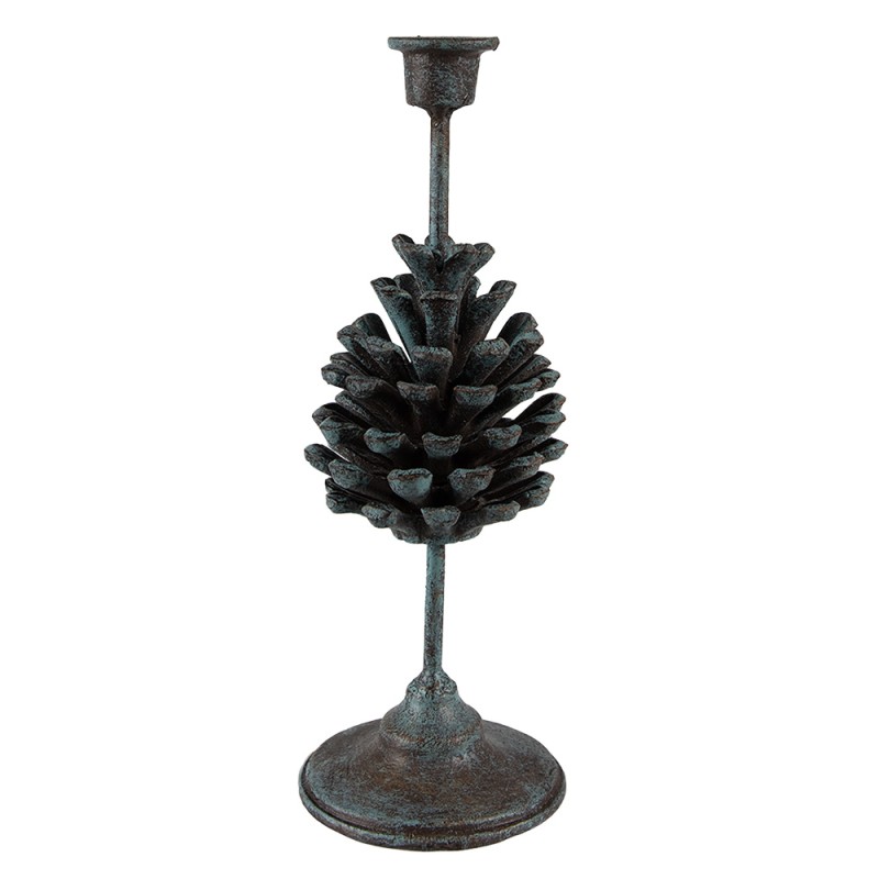 Clayre & Eef Candelabro Pigne 27 cm Verde Ferro