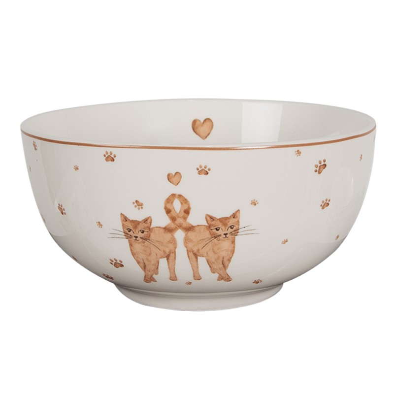 Clayre & Eef Soup Bowl 500 ml White Brown Porcelain Cats