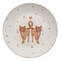 Clayre & Eef Ontbijtbord  Ø 20 cm Wit Bruin Porselein Katten