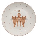 Clayre & Eef Assiette de petit déjeuner Ø 20 cm Blanc Marron Porcelaine Chats