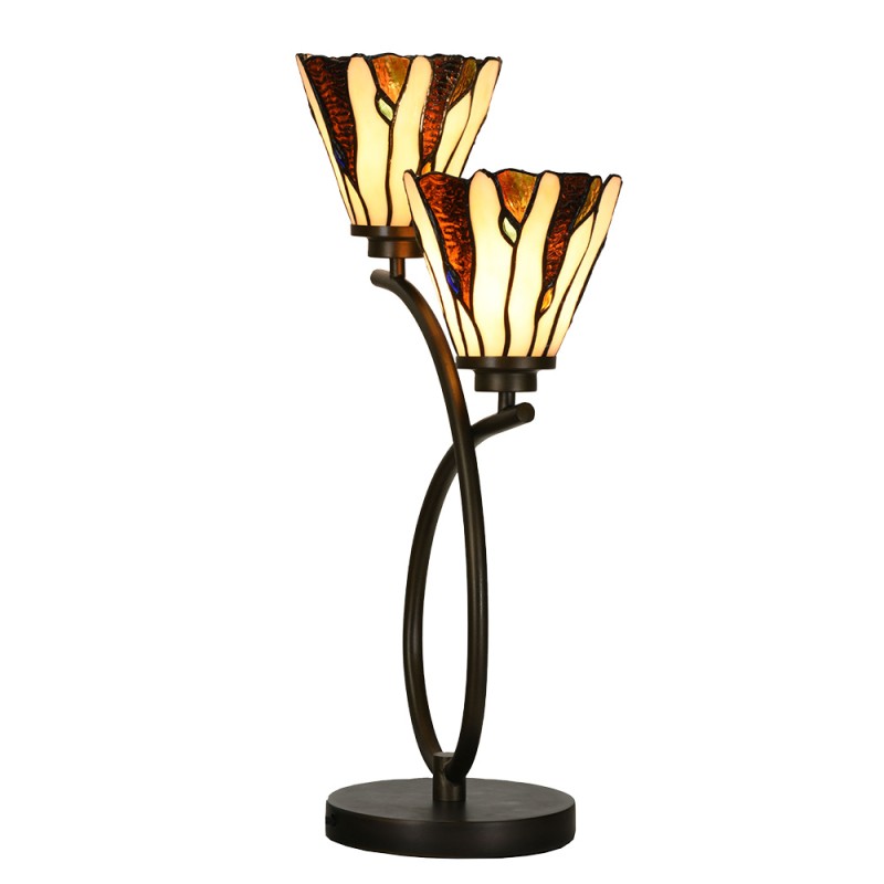 LumiLamp Lampada da tavolo Tiffany 46x28x63 cm Beige Vetro