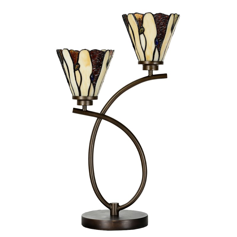 LumiLamp Lampe de table Tiffany 46x28x63 cm Beige Verre
