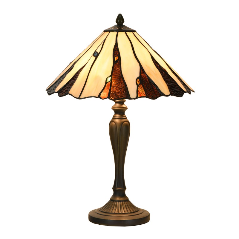 LumiLamp Lampada da tavolo Tiffany Ø 35x53 cm Beige Vetro