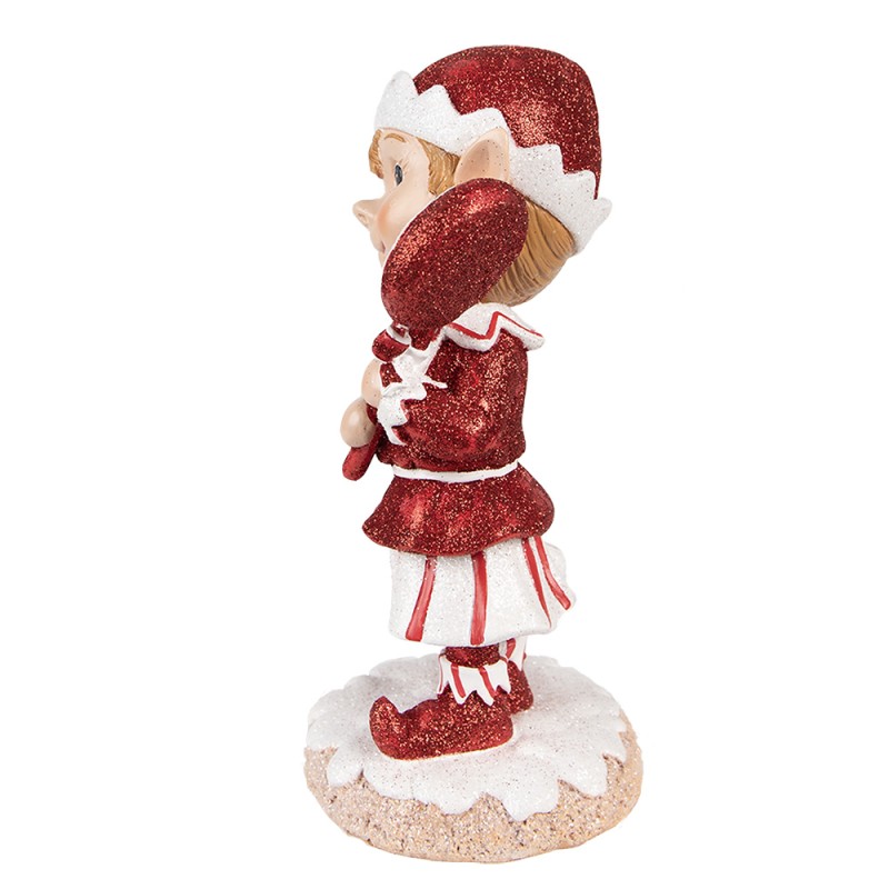 Clayre & Eef Weihnachtsdekorationsfigur Elf 20 cm Rot Polyresin