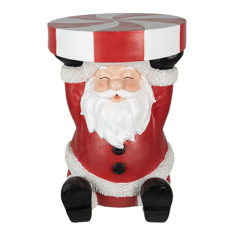 Clayre & Eef Side Table Santa Claus 39x39x54 cm Red Polyresin