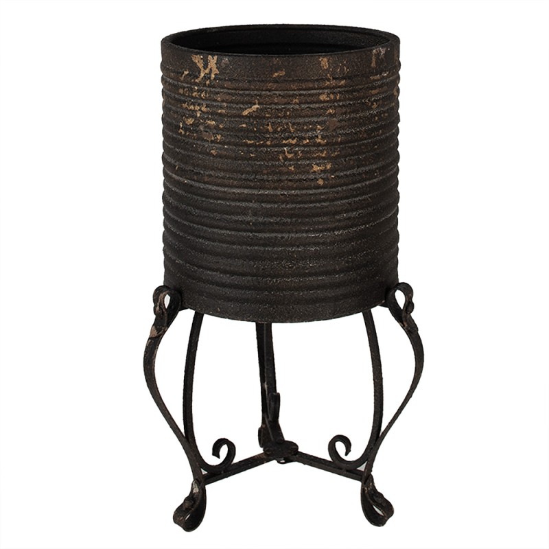 Clayre & Eef Planter Ø 29x53 cm Black Gold colored Iron