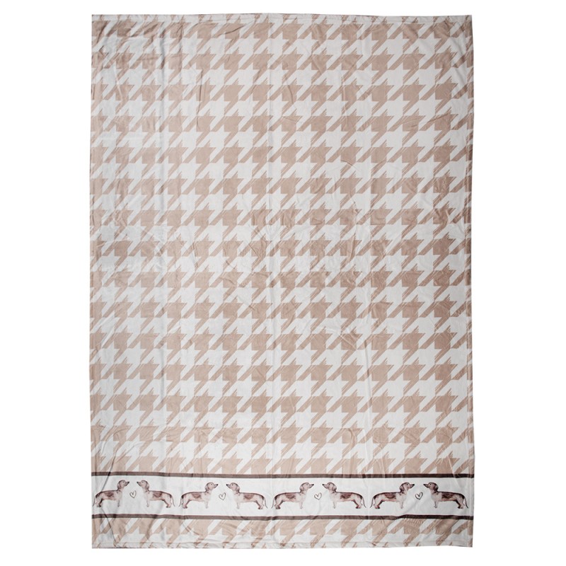 Clayre & Eef Couverture 130x170 cm Marron Blanc Polyester Teckels
