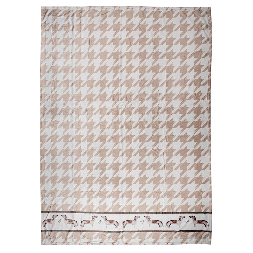 Clayre&Eef Plaid 130x170 cm Bruin Wit Polyester Teckels afbeelding